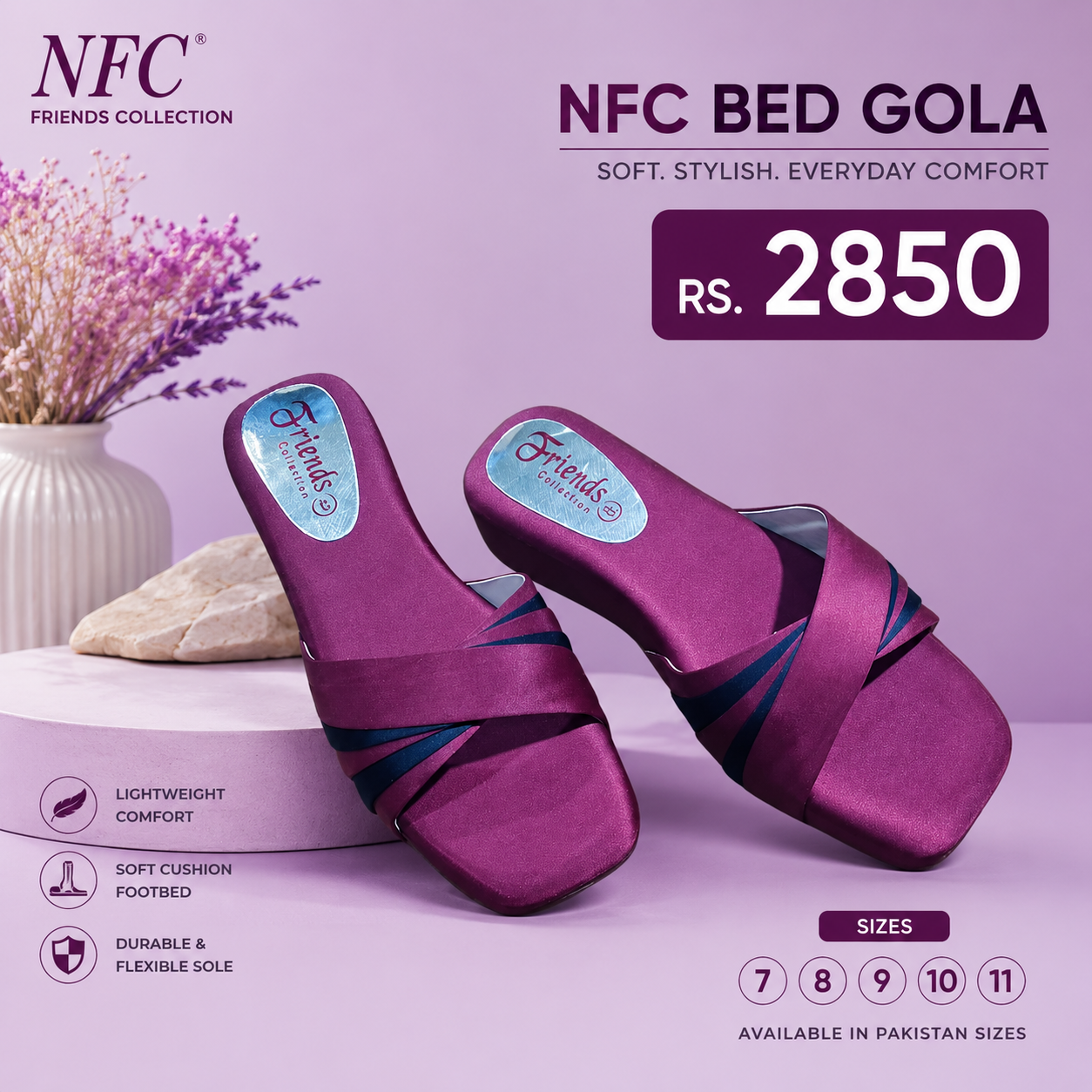 NFC Bed Gola – Women's Comfortable Casual Slide Sandals