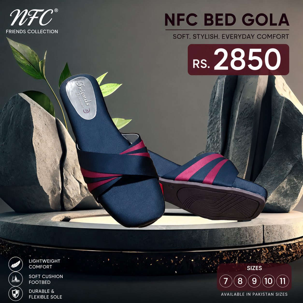 NFC Bed Gola – Women's Comfortable Casual Slide Sandals