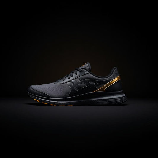 NFC Sport Runner - charcoal athletic sneaker with gold detail