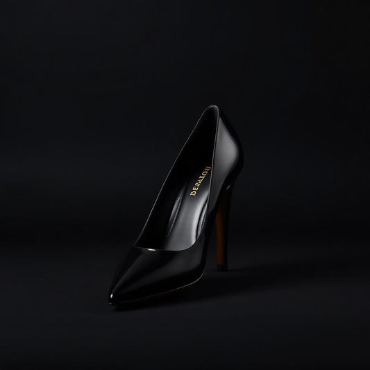 NFC Stiletto Heels - black patent pointed pump